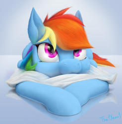 Size: 1280x1303 | Tagged: safe, artist:the1xeno1, character:rainbow dash, cute, female, pillow, solo