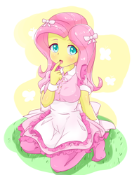 Size: 900x1200 | Tagged: safe, artist:umejiru, character:fluttershy, my little pony:equestria girls, clothing, dress, female, missing shoes, questionable source, solo
