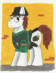 Size: 787x1018 | Tagged: safe, artist:summerium, oc, oc only, species:earth pony, species:pony, brown hair, civil guard, clothing, hat, police, solo, spain, spanish