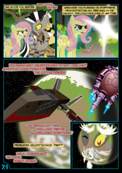 Size: 1240x1754 | Tagged: safe, artist:christhes, character:discord, character:fluttershy, oc, crossover, star wars, titan a.e.