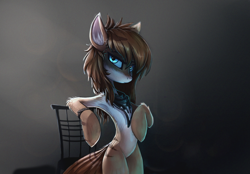 Size: 1336x931 | Tagged: safe, artist:ramiras, oc, oc only, species:earth pony, species:pony, armpits, bipedal, bipedal leaning, leaning, looking at you, semi-anthro, solo