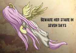 Size: 1500x1055 | Tagged: safe, artist:starbat, character:fluttershy, species:pegasus, species:pony, crossover, female, halloween, mare, samara, solo, spread wings, the ring, wings