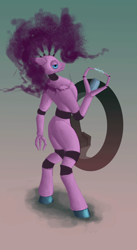 Size: 1600x2920 | Tagged: safe, artist:xormak, character:pinkie pie, species:anthro, species:unguligrade anthro, arm cannon, crossover, female, robot, robot pony, sacred, solo, temple guardian