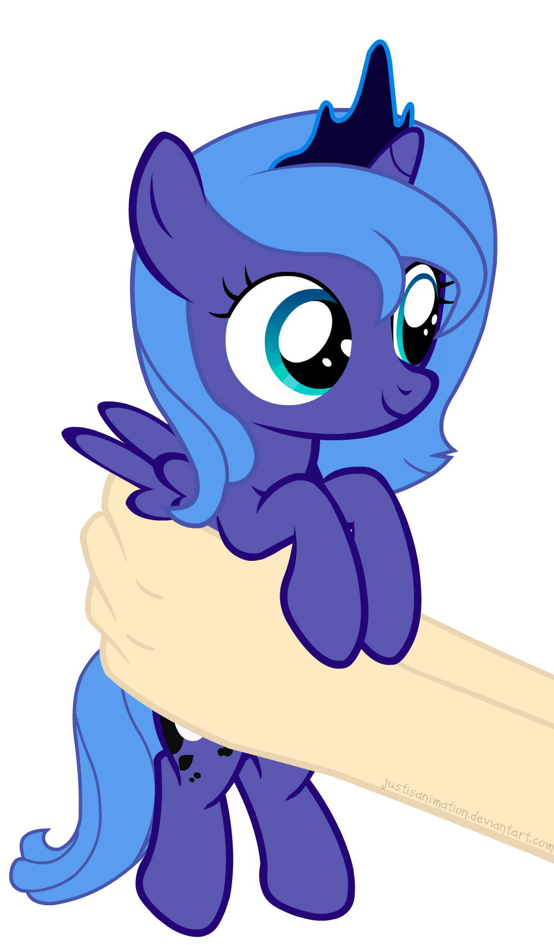 Size: 1117x1904 | Tagged: safe, artist:justisanimation, character:princess luna, species:alicorn, species:human, species:pony, animated, crown, cute, dawwww, female, filly, flash, gif, hand, happy, hnnng, holding a pony, jewelry, justis holds a pony, justis is trying to murder us, lunabetes, open mouth, regalia, simple background, smiling, transparent background, vector, weapons-grade cute, woona, younger