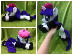Size: 1600x1200 | Tagged: safe, artist:equinepalette, character:rarity, episode:sweet and elite, g4, my little pony: friendship is magic, beanie (plushie), beatnik rarity, clothing, hand, hat, irl, photo, plushie, prone, shoes, solo, sweater