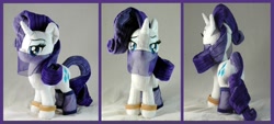 Size: 3460x1557 | Tagged: safe, artist:whiteheather, character:rarity, bracelet, clothing, genie, irl, jewelry, lidded eyes, photo, plushie, solo, veil