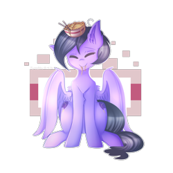 Size: 2000x2000 | Tagged: safe, artist:kurochhi, oc, oc only, species:pegasus, species:pony, bowl, female, food, macaroni, mare, pasta, simple background, sitting, solo, transparent background