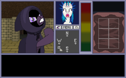 Size: 640x400 | Tagged: safe, artist:herooftime1000, character:dj pon-3, character:vinyl scratch, oc, oc:???, oc:bittersweet nocturne, species:pony, dungeon, octavia in the underworld's cello, pixel art