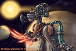 Size: 1600x1080 | Tagged: safe, artist:cyrilunicorn, commission, crossover, ponified, solo, space, valkyr, warframe