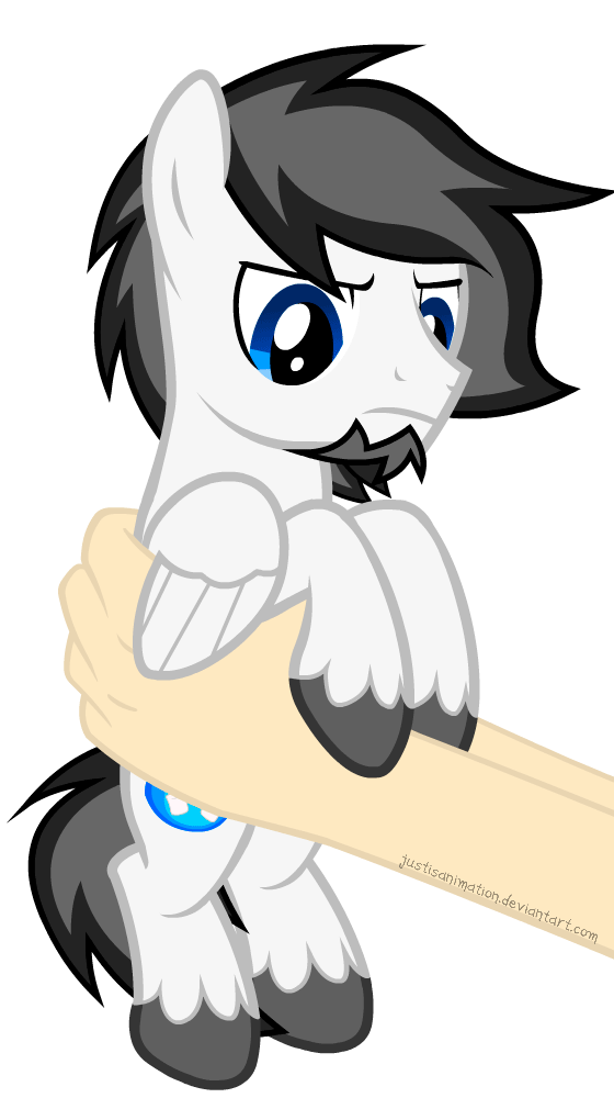 Size: 560x1000 | Tagged: safe, artist:justisanimation, oc, oc only, oc:marshmallow fluffbutt, species:pegasus, species:pony, angry, animated, gif, grumpy, holding a pony, justis holds a pony, male, simple background, stallion, transparent background