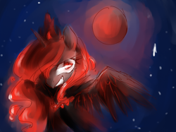 Size: 1412x1057 | Tagged: safe, artist:annie-aya, character:princess luna, blood moon, female, moon, solo