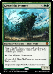 Size: 375x523 | Tagged: safe, artist:huussii, edit, editor:mordekaiserhuehuehue, character:spike, badass, beautiful, card, crown, epic, glowing eyes, jewelry, king timber wolf, magic the gathering, majestic, regalia, scene interpretation, size difference, technically advanced, timber wolf, trading card, trading card edit
