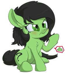 Size: 667x750 | Tagged: safe, artist:lockhe4rt, artist:transgressors-reworks, edit, oc, oc only, oc:anon, oc:filly anon, species:earth pony, species:pony, angry, blushing, chest fluff, color edit, colored, cute, female, filly, fluffy, fuck you, hooves, middle finger, rude, scrunchy face, simple background, solo, transparent background, vulgar