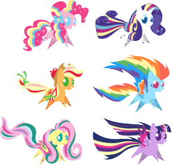 Size: 1476x1413 | Tagged: safe, artist:dragonfoorm, artist:limeylassen, character:applejack, character:fluttershy, character:pinkie pie, character:rainbow dash, character:rarity, character:twilight sparkle, character:twilight sparkle (alicorn), species:alicorn, species:pony, mane six, pointy ponies, rainbow power, simple background, transparent background