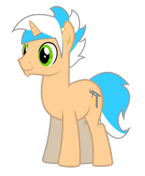 Size: 1084x1315 | Tagged: safe, artist:justisanimation, oc, oc only, oc:creamy pinch, species:pony, species:unicorn, chin fluff, cutie mark, ear piercing, facial hair, goatee, male, piercing, simple background, smiling, solo, stallion, transparent background, vector