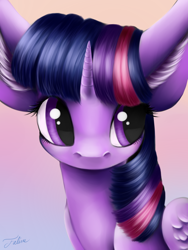 Size: 1200x1600 | Tagged: safe, artist:faline-art, character:twilight sparkle, character:twilight sparkle (alicorn), species:alicorn, species:pony, bust, female, impossibly large ears, large ears, mare, portrait, solo