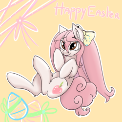 Size: 2000x2000 | Tagged: safe, artist:saralien, oc, oc only, oc:miwako, species:rabbit, cute, easter, female, knot, solo