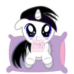 Size: 1024x1024 | Tagged: safe, artist:barrfind, oc, oc only, oc:barrfind, species:pony, baby, baby pony, blushing, cute, hug, note, pillow, simple background, solo, transparent background, vector, watermark