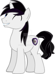 Size: 1024x1377 | Tagged: safe, artist:barrfind, oc, oc only, oc:barrfind, species:pony, species:unicorn, one eye closed, simple background, smiling, solo, transparent background, vector, watermark, wink