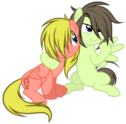 Size: 1280x1260 | Tagged: safe, artist:snowbunny0820, base used, oc, oc only, oc:fin, species:pegasus, species:pony, female, male, mare, simple background, stallion, transparent background
