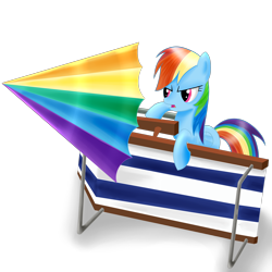 Size: 2000x2000 | Tagged: safe, artist:dragonfoorm, character:rainbow dash, species:pony, episode:too many pinkie pies, g4, my little pony: friendship is magic, beach chair, female, simple background, solo, transparent background, umbrella