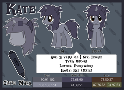 Size: 1280x938 | Tagged: safe, artist:justisanimation, oc, oc only, oc:kate, species:pony, species:unicorn, female, mare, reference sheet, solo, vector