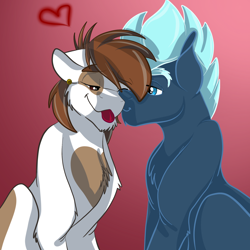 Size: 2048x2048 | Tagged: safe, artist:percy-mcmurphy, character:lightning flare, character:pipsqueak, species:earth pony, species:pony, adult, crack shipping, duo, ear piercing, earring, gay, heart, jewelry, male, nuzzling, older, one eye closed, piercing, pipflare, shipping, stallion