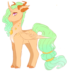 Size: 2240x2183 | Tagged: safe, artist:kittii-kat, oc, oc only, parent:princess celestia, parent:thorax, parents:thoralestia, species:changepony, high res, hybrid, interspecies offspring, offspring, simple background, solo, white background