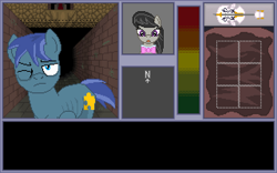 Size: 640x400 | Tagged: safe, artist:herooftime1000, character:octavia melody, oc, oc:puzzle piece, species:pony, cello, fan game, maze, musical instrument, octavia in the underworld's cello, pixel art