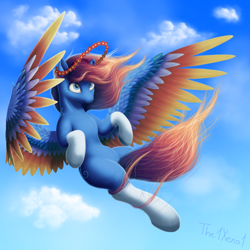 Size: 2000x2000 | Tagged: safe, artist:the1xeno1, oc, oc only, oc:midnight aurora, species:pegasus, species:pony, cloud, female, mare, sky, solo
