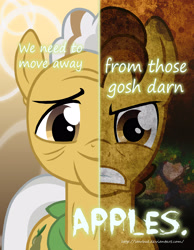 Size: 2000x2577 | Tagged: safe, artist:starbat, character:grand pear, species:pony, episode:the perfect pear, g4, my little pony: friendship is magic, angry, high res, male, solo, two sided posters, young grand pear, younger