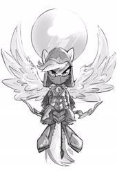 Size: 1400x2061 | Tagged: safe, artist:fidzfox, character:rainbow dash, species:pegasus, species:pony, archer dash, bow (weapon), female, looking at you, mare, monochrome, simple background, sketch, skyrim, solo, the elder scrolls, white background