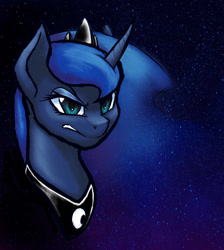 Size: 1024x1141 | Tagged: safe, artist:thatonegib, character:princess luna, species:pony, angry, bust, daily sketch, ethereal mane, female, galaxy mane, portrait, solo