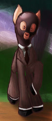 Size: 437x1023 | Tagged: safe, artist:thatonegib, species:pony, clothing, daily sketch, looking at you, necktie, raised hoof, solo, spy, suit, team fortress 2, walking