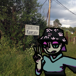 Size: 900x900 | Tagged: safe, artist:grinwild, derpibooru original, character:maud pie, species:anthro, clothing, female, hat, irl, peace sign, photo, ponies in real life, russian, selfie, sign, solo