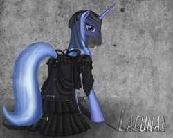 Size: 1600x1280 | Tagged: safe, artist:lucky dragoness, oc, oc only, oc:lacunae, species:alicorn, species:pony, fallout equestria, fallout equestria: project horizons, alicorn oc, clothing, dress, female, looking at you, looking back, mare, plot, solo