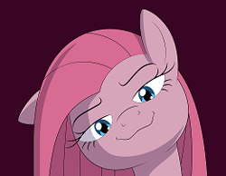 Size: 261x203 | Tagged: safe, artist:culu-bluebeaver, edit, character:pinkamena diane pie, character:pinkie pie, species:earth pony, species:pony, bedroom eyes, cropped, female, looking at you, mare, simple background, solo