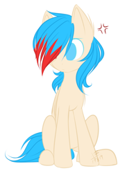 Size: 1600x2185 | Tagged: safe, artist:snowbunny0820, oc, oc only, oc:lollipop, species:pegasus, species:pony, cross-popping veins, female, mare, simple background, sitting, solo, white background