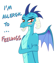 Size: 1693x1897 | Tagged: safe, artist:banquo0, character:princess ember, species:dragon, episode:triple threat, g4, my little pony: friendship is magic, :t, blushing, female, lidded eyes, looking at you, scrunchy face, simple background, solo, spread wings, transparent background, tsundember, tsundere, wavy mouth, wings