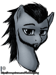 Size: 775x1033 | Tagged: safe, artist:thatonegib, oc, oc only, ponysona, species:pony, beard, bust, daily sketch, digital art, facial hair, looking at you, monochrome, portrait, rough sketch, solo