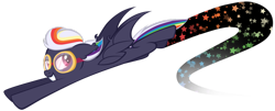 Size: 1024x414 | Tagged: safe, artist:petraea, oc, oc only, oc:prims swoop, species:bat pony, species:pony, female, flying, goggles, mare, simple background, solo, transparent background, vector