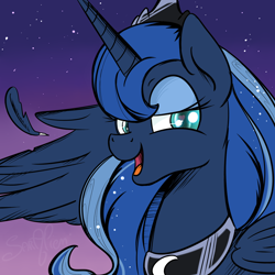 Size: 2000x2000 | Tagged: safe, artist:saralien, character:princess luna, species:alicorn, species:pony, comic, comics, female, heart eyes, mare, night, solo, stars, wingding eyes