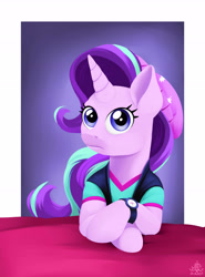Size: 5000x6751 | Tagged: safe, artist:poecillia-gracilis19, character:starlight glimmer, species:pony, species:unicorn, equestria girls:mirror magic, g4, my little pony: equestria girls, my little pony:equestria girls, spoiler:eqg specials, absurd resolution, beanie, clothing, crossing the memes, doge, equestria girls outfit, female, hat, looking at you, mare, shiba inu, shirt, solo, vest, wow! glimmer