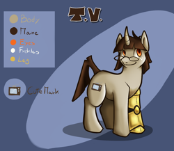 Size: 1152x1000 | Tagged: safe, artist:aeritus, oc, oc only, oc:t.v., species:pony, species:unicorn, curved horn, glasses, solo