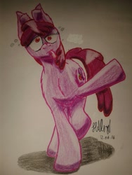 Size: 960x1280 | Tagged: safe, artist:hilfigirl, character:berry punch, character:berryshine, species:earth pony, species:pony, drunk, female, solo, traditional art