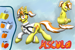 Size: 4134x2756 | Tagged: safe, artist:hilfigirl, oc, oc only, oc:aescula, species:pony, species:unicorn, color change, doctor, reference sheet, sitting, solo, stethoscope
