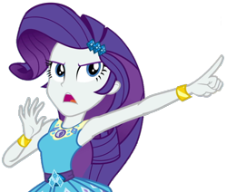 Size: 1217x1032 | Tagged: safe, artist:thebar, artist:thebarsection, edit, edited screencap, screencap, character:rarity, episode:super squad goals, g4, my little pony: equestria girls, my little pony:equestria girls, angry, armpits, background removed, belt, bracelet, female, gem, geode of shielding, not a vector, objection, pointing, simple background, solo, transparent background