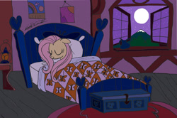 Size: 3973x2641 | Tagged: safe, artist:willisninety-six, character:fluttershy, species:pony, bedroom, night, sleeping