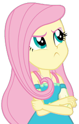 Size: 1318x2048 | Tagged: safe, artist:thebarsection, character:fluttershy, g4, my little pony: equestria girls, my little pony:equestria girls, :<, angry, clothing, crossed arms, female, pouting, simple background, solo, transparent background, upset