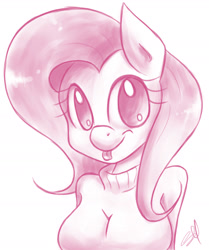 Size: 1500x1796 | Tagged: safe, artist:steffy-beff, character:fluttershy, species:anthro, species:pegasus, blep, clothing, female, mlem, monochrome, signature, silly, simple background, solo, sweater, sweater puppies, sweatershy, tongue out, white background